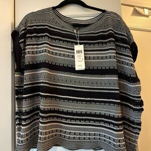 Eileen Fisher Black and White Round Neck Top